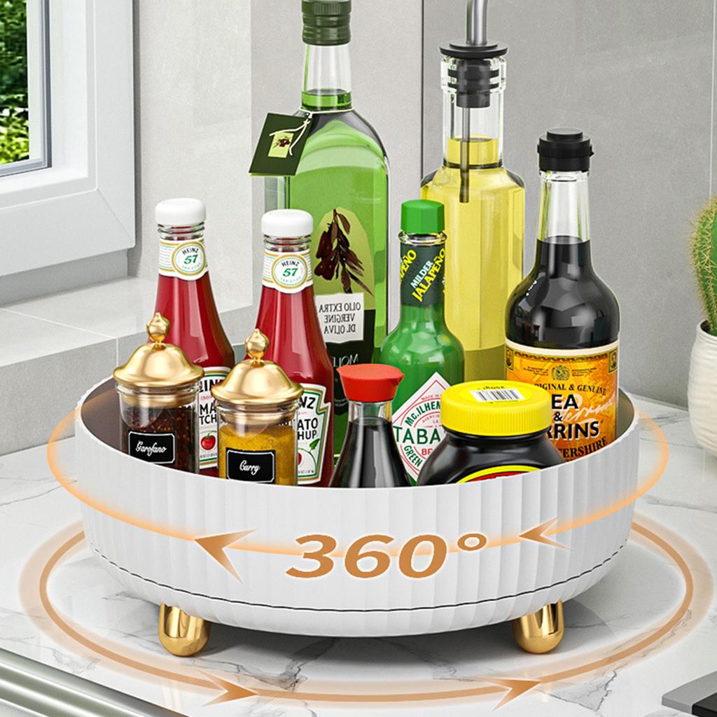 360 Rotation Non-Skid Spice Rack Pantry Cabinet Turntable with Wide Base Storage Bin Rotating Organizer for Kitchen Seasoning