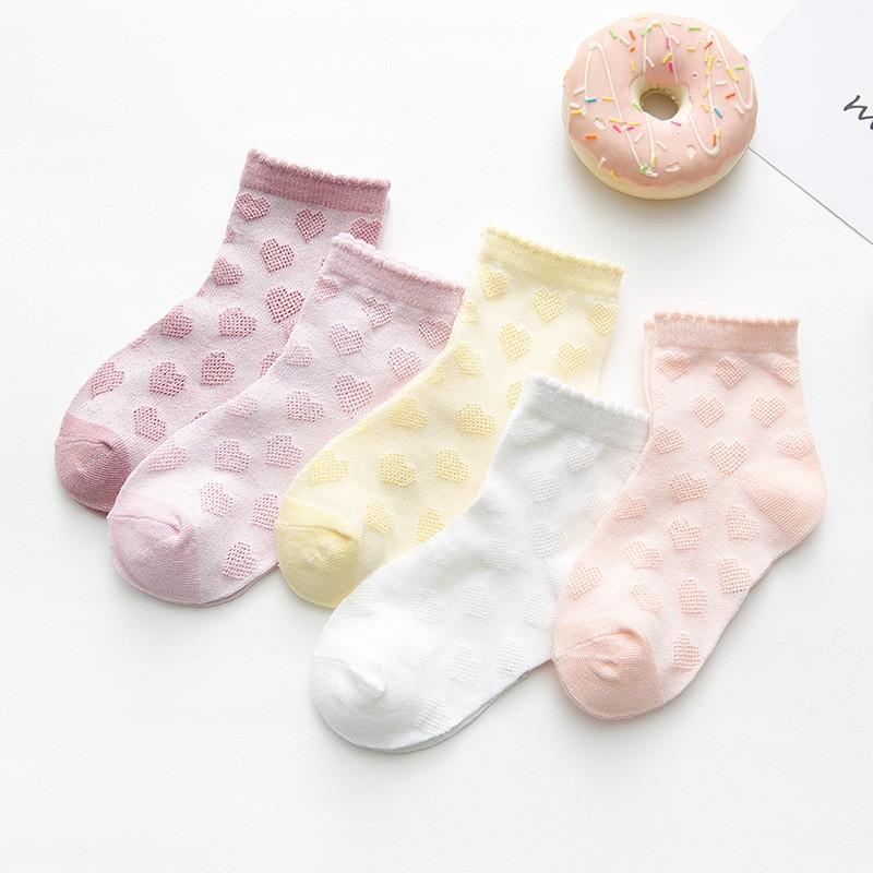 5Paare/Los 0-1Jahre Kleinkind Babysocken Einfarbig Sommersocken für Mädchen Baumwolle Netz Niedliche Neugeborenen Jungensocken Babykleidung Zubehör