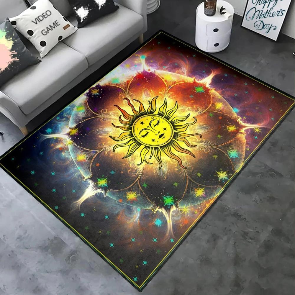 Boho Sun Changes Moon Starry Sky Celestial Carpet for Living Room Bedroom NonSlip Soft Rug Kitchen Table FloorMat Festivals Gift