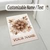 Floral Garden Theme Crystal Velvet Rug Personalized Custom Name Text Soft Floor Mat Home Decor
