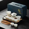 Kung Fu Tea Set with White Tray and Travel Bag