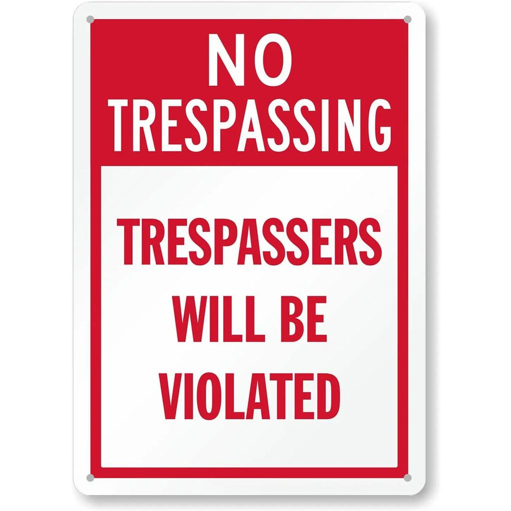 Retro No Trespassing Metal Poster Iron Decoration Perfect for Home Cafe Garage Club Bar Pubs