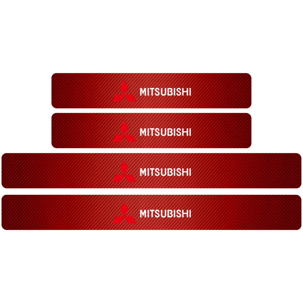 4PCS Car Door Sill Pedal Carbon Fiber Protective Sticker Anti-scratch And Waterproof For Mitsubishi Ralliart Lancer EX Outlander