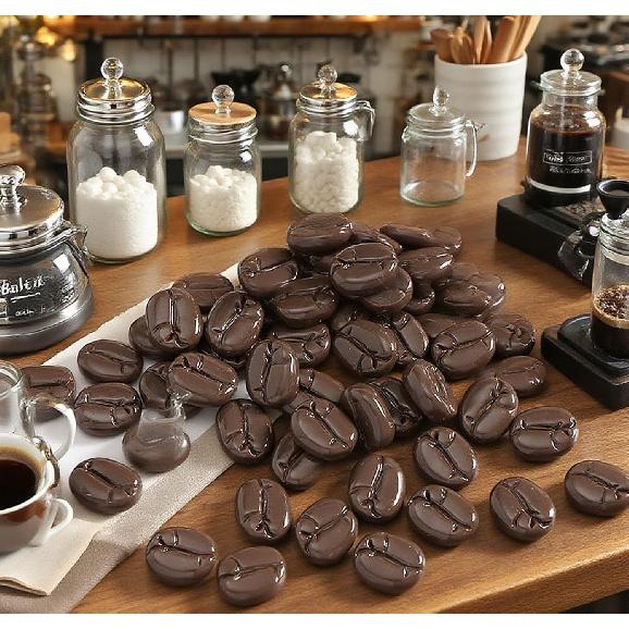 150 Pcs Artificial Coffee Beans, Simulation Resin Mini Faux Coffee Beans Artificial Plant for Home Kitchen Cafe Shop Cabinet Display Photography