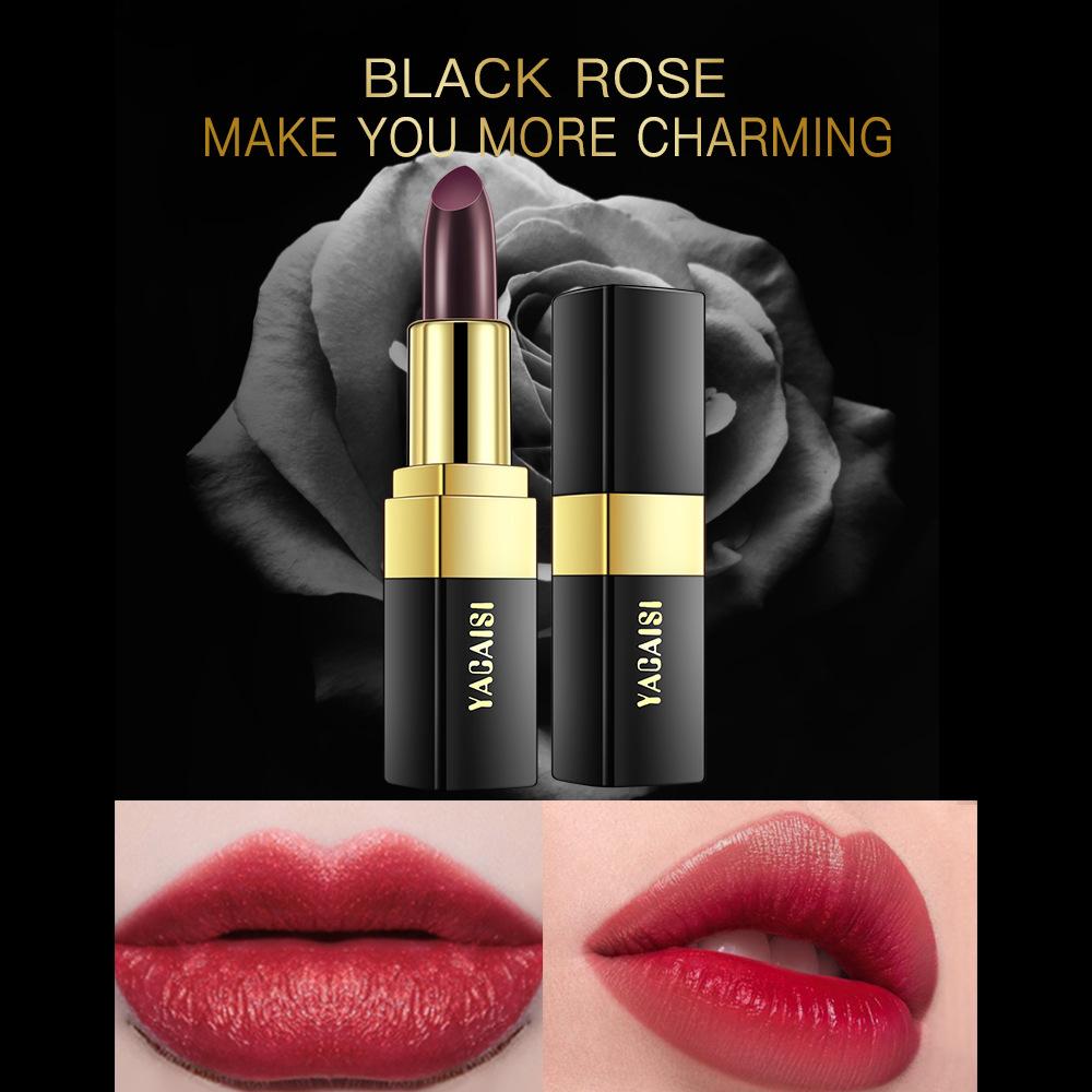 Red, Blue And Black Roses Gradually Change Warm Lipstick, Moisturizing And Moisturizing Festival Stage Makeup Gilt Color-Changing Lipstick 3.5g