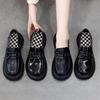 Platform-soled High-end French Small Leather Shoes New Flat-soled Heightening British-style Soft Leather Single Shoes