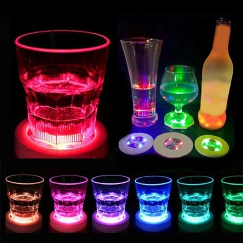 20pcs Multicolor LED Bar Light Up Coasters for Drink Cups, Wine Liquor Bottles, Atmosphere Lights, Stickers for Kitchen Accessories