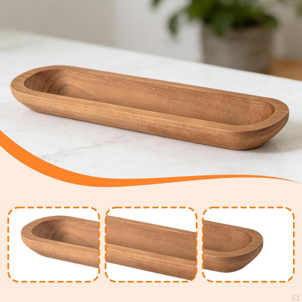 Bowl Rustic Wooden 16.7 x 5.9 inch Fruit Dessert Platter Decorative Storage Tray for DIY Home