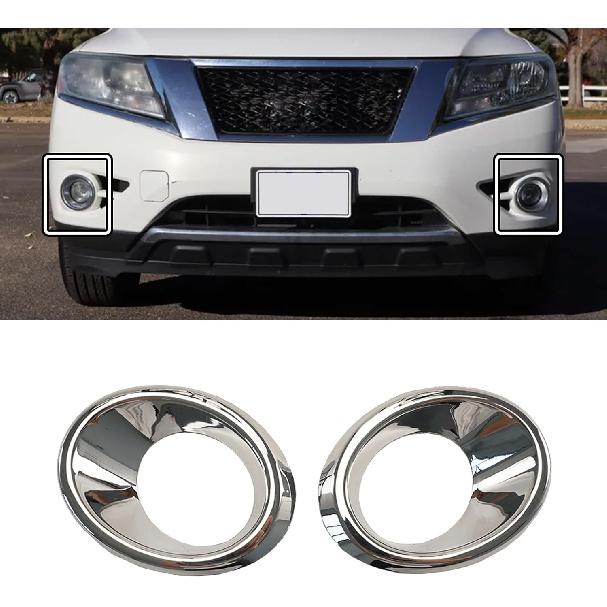A Pair Fog Light Cover Trim for Nissan Pathfinder 2013 2014 2015 2016 NI1038138 NI1039138 622573KA0B 622563KA0B Driver Side Passenger Side Chrome