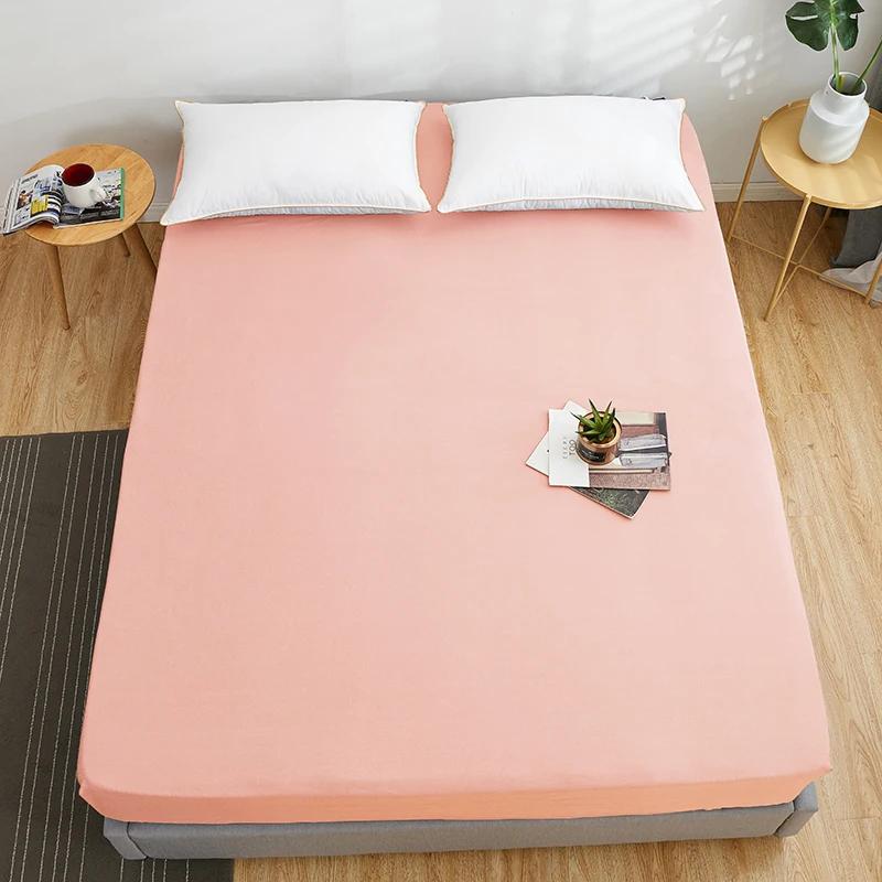 High Quality Fitted Sheet Multiple Colors Super Soft and Breathable Mattress Covers Protector Sofa Cover Single/Double Bed Sheet Solid Color Bed Cover
