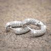 Simple Shiny White Zircon Circle Hoop Earrings for Men and Women Daily Wedding Party Fashion Jewelry