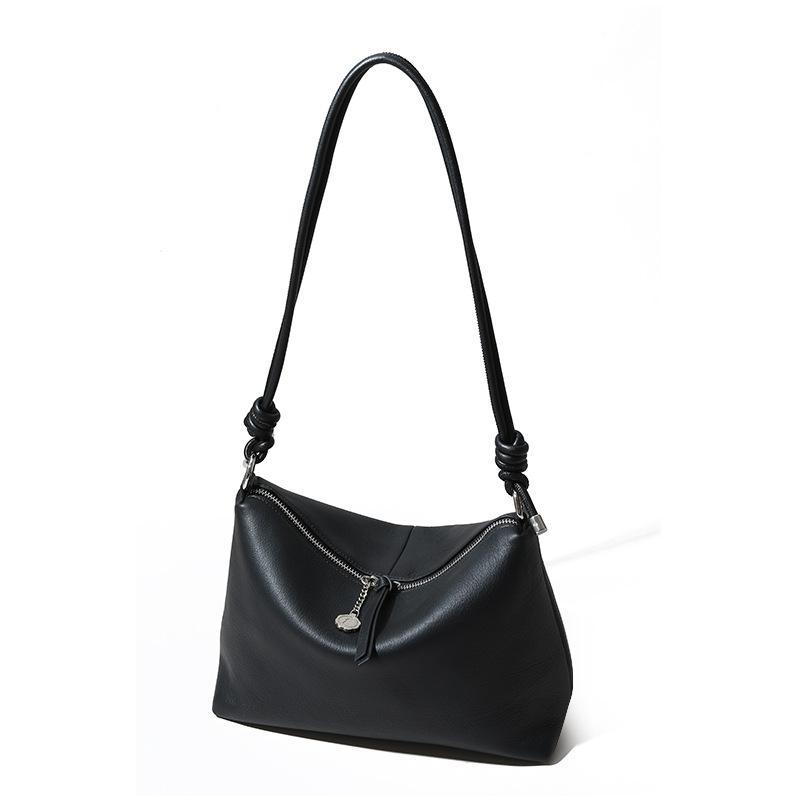 Top-grain Leather Drawstring Underarm Single-shoulder Bag, Women's Bag with Large Capacity and A High-end Feel, Crossbody Bag