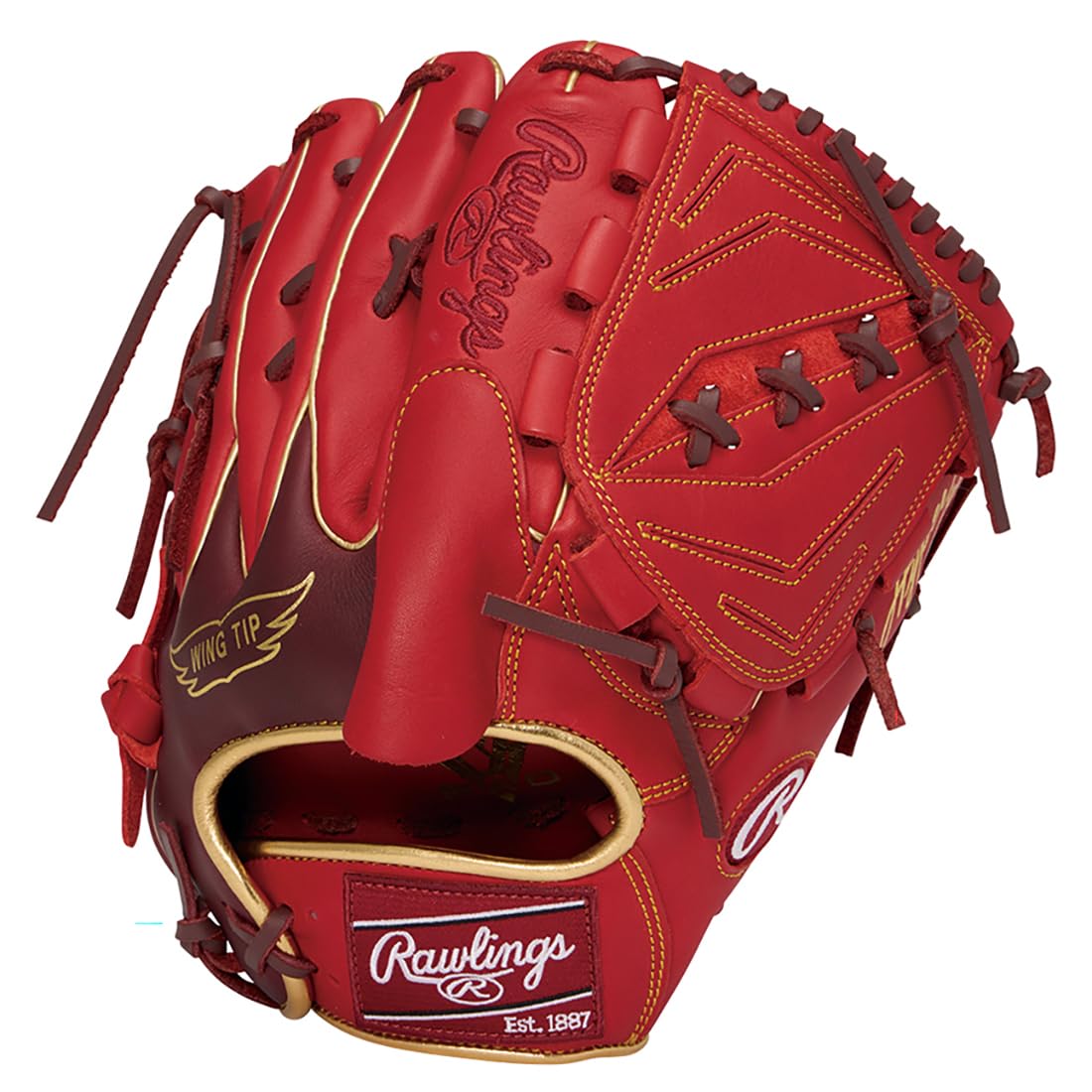

Мягкая бейсбольная перчатка Rawlings HYPER TECH COLOR SYNC для подающих, GR6HTCA15W, Алый/Шелли, 11,75 дюйма, Для правши