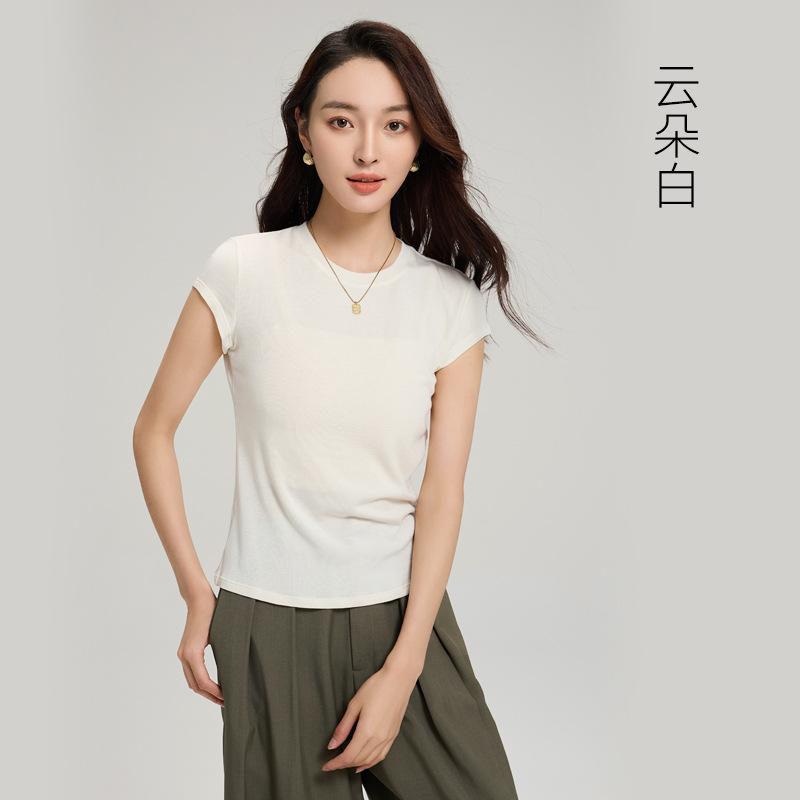 Tencel Lyocell Wool Flying Sleeve T-shirt Women's Summer New Cool Commuter Short-sleeved Top