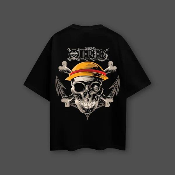 One Piece Anime Skull Oversized Black Tshirt Men and Women Breathable High Quality Y2K Short Sleeve Summer Tshirt Unisex 4XL
