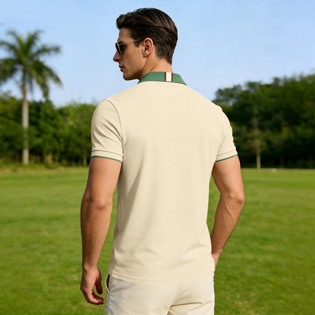 Men’s Short Sleeve Polo Shirt with Collar Pocket Classic Fit Casual Button Down Top