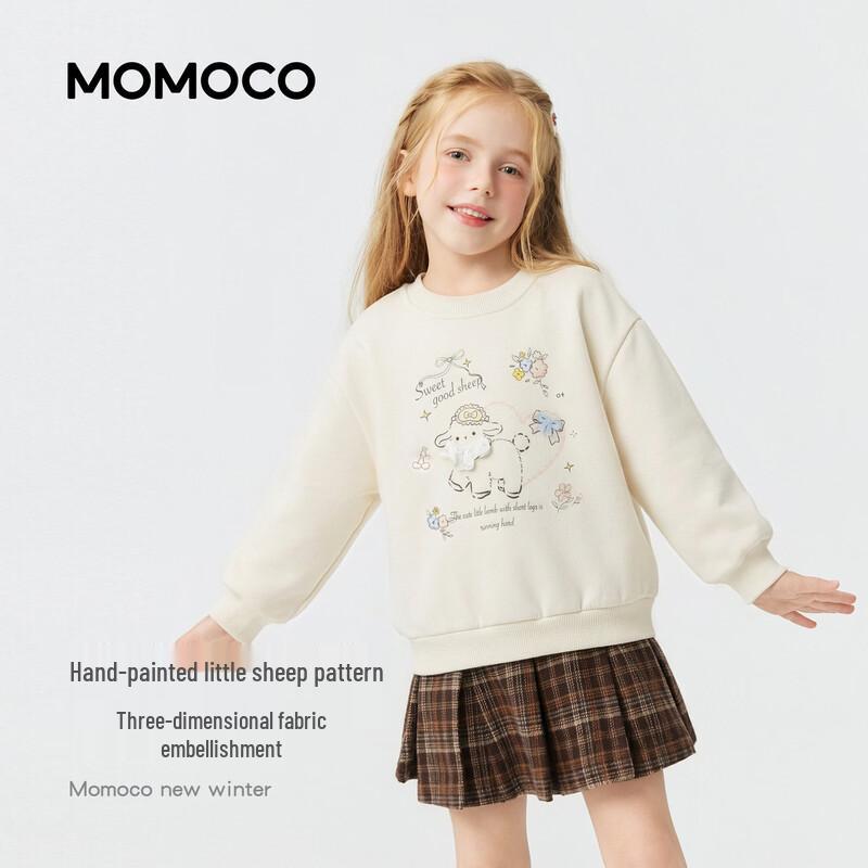MOMOCO Girls' Fleece-Lined Cute Sheep Cartoon Winter Sweatshirt