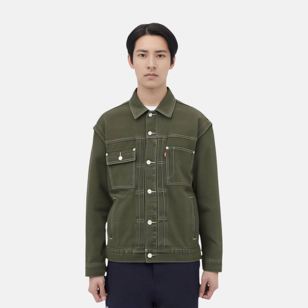 Levis Casual Cómoda Simple Bloque de Color Chaqueta Vaquera de Manga Larga de un Solo Botón Chaquetas para Hombre 004YW-0000