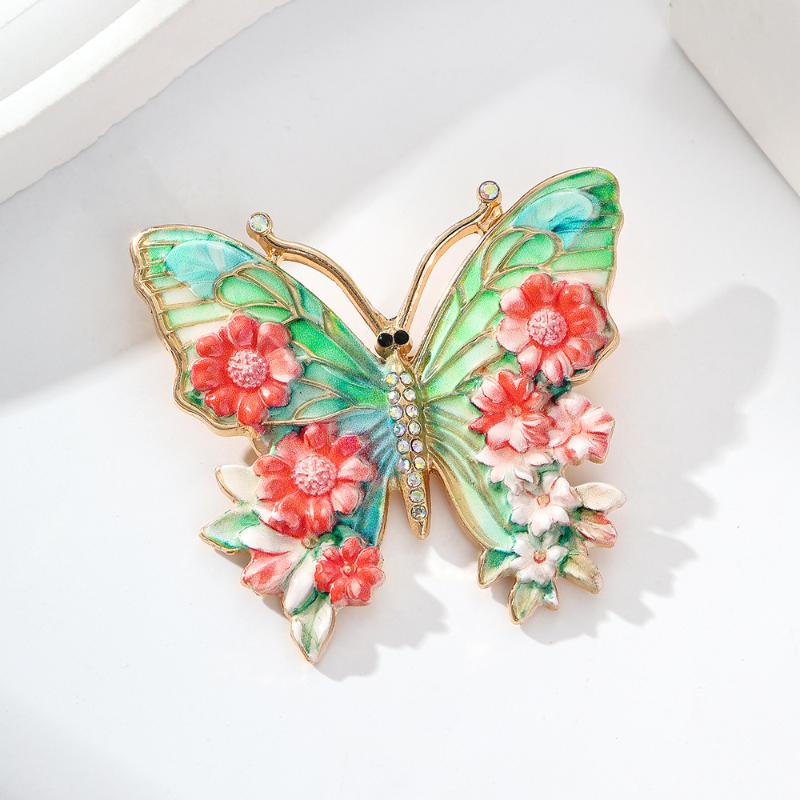 Vintage Big Flower Butterfly Brooches 5-Color Beautiful Insects Brooch For Women Fashion Colorful Animal Pins Jewelry Gifts