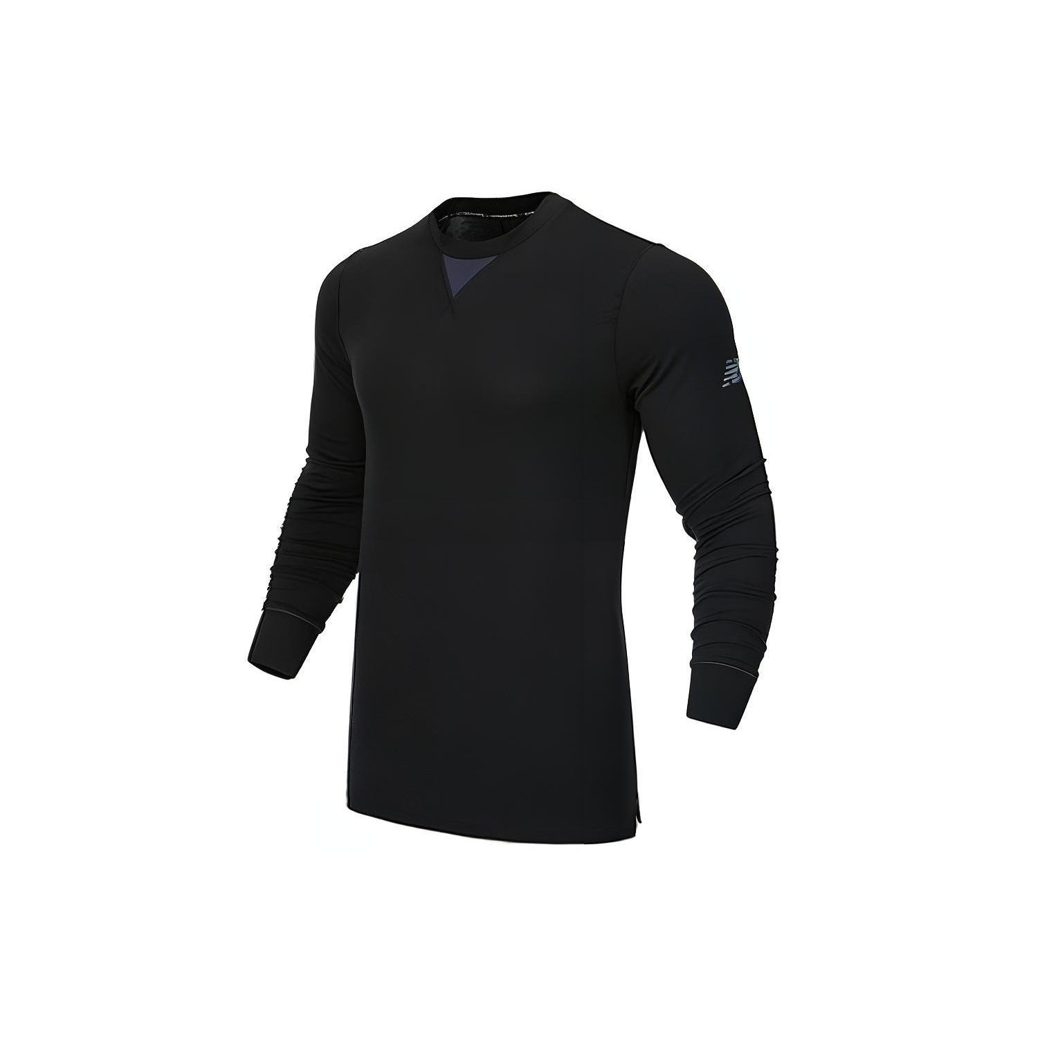 New Balance Men s New Balance Round Neck Forked Long Sleeves Black MT13290-BK S