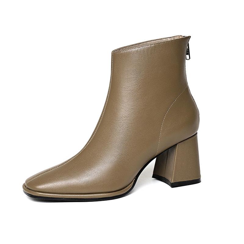 

Весенне-осенние новые ботинки Мартин средней высоты из кожи, женские ботильоны на шнуровке, верх из воловьей кожи, челси, женская обувь 39 хаки