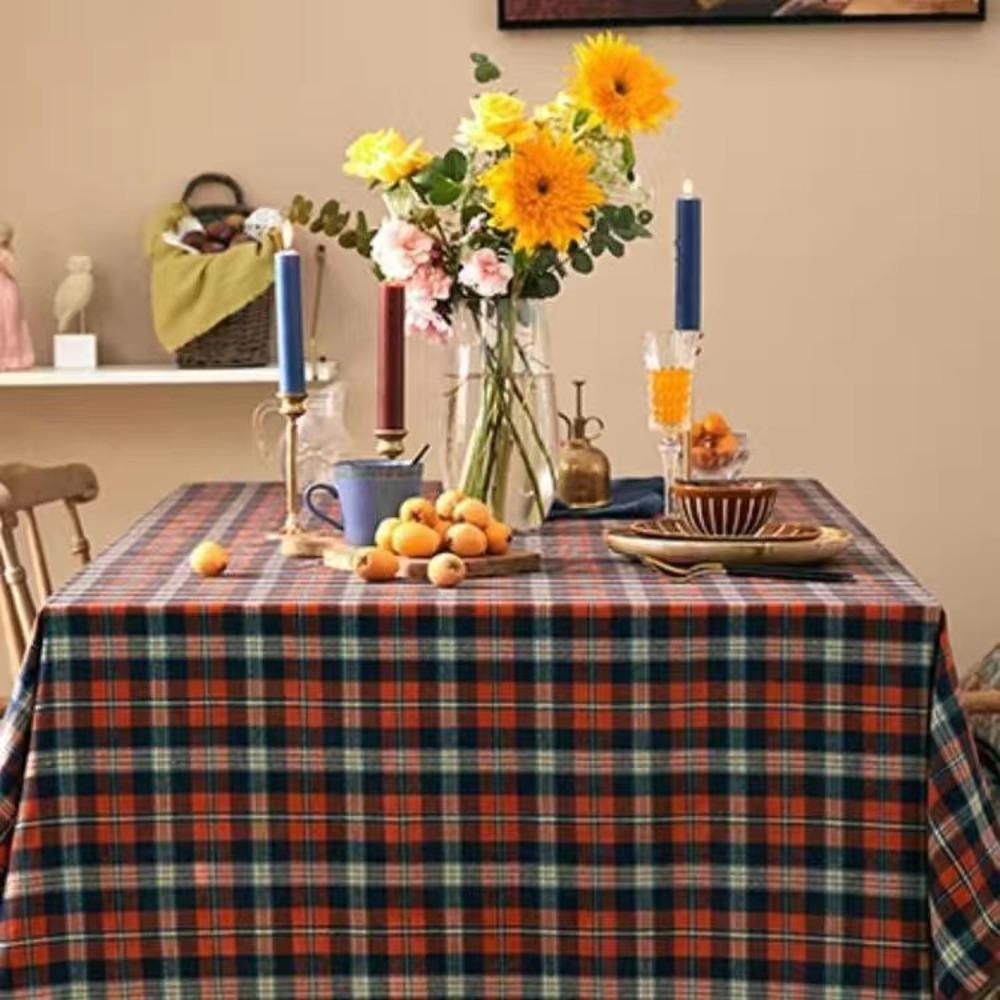 Christmas Tablecloth Nordic Style Red Green Checkered Dining Coffee Nightstand Picnic Cloth