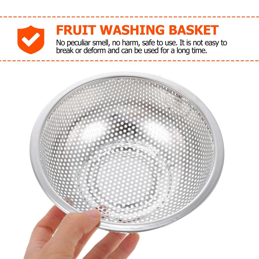 Stainless Steel Draining Basket Food Grade Safe No Smell Deformation Resistant Fruit Vegetable Rice Washing Basket Kitchen Drain