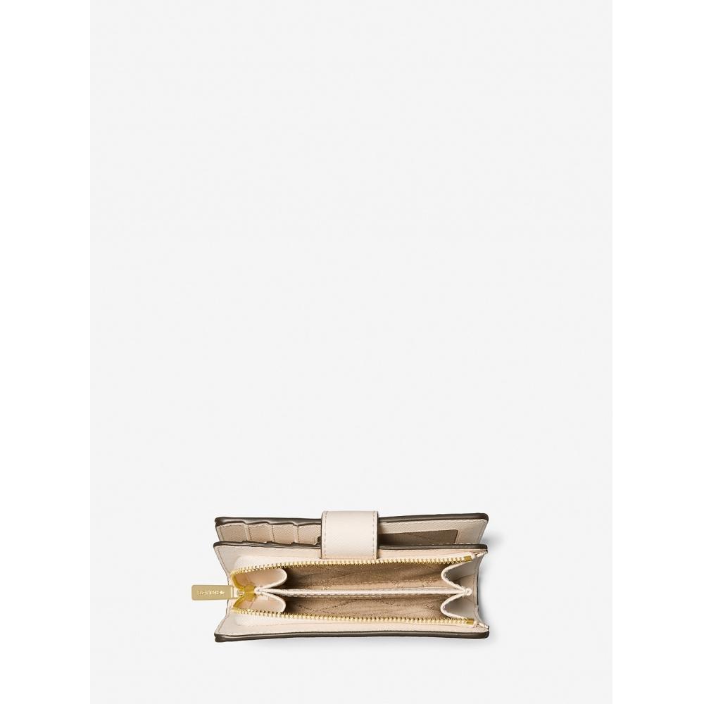 Michael Kors Jet Set Travel Billfold Zip Compact Wallet Medium 35f7gtvf2l2171 Light Cream