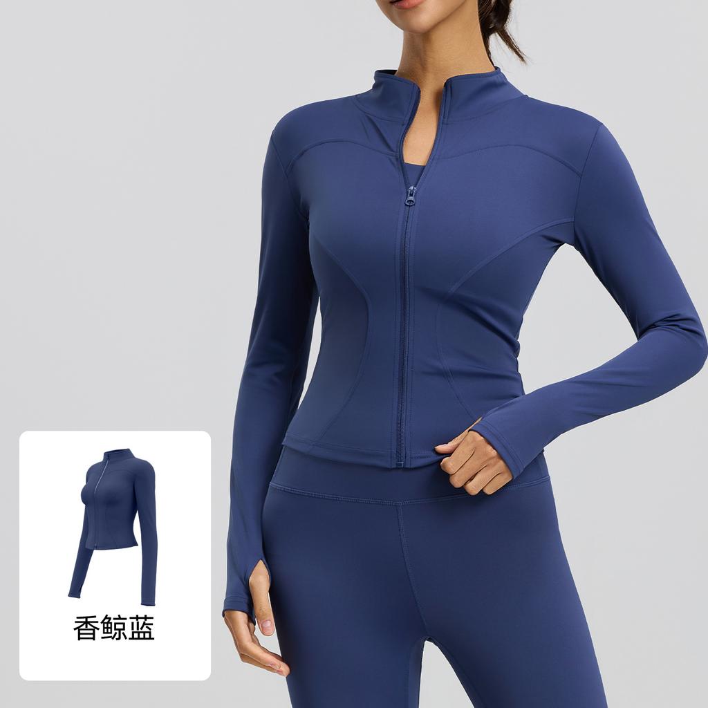 Spring And Autumn Slim Yoga Clothing Long Sleeve Women'S Skinny Running Naked Sports Fitness Yoga Jacket Top