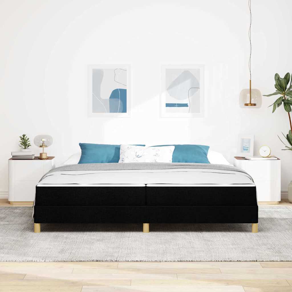 Box Spring Bed with Mattress Black 200 x 200 cm Fabric