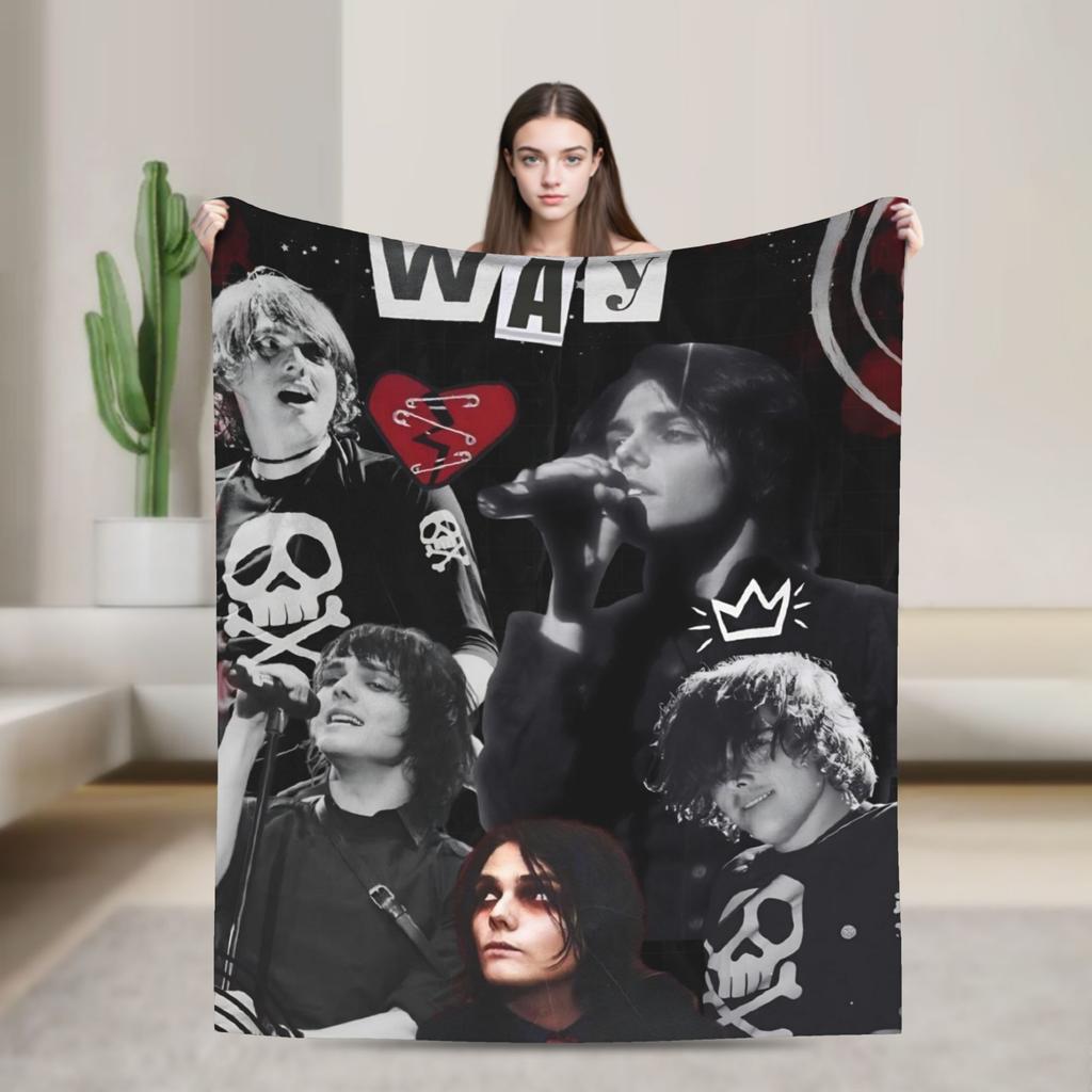 G-Gerard Way MCR  Blanket  Travel Flannel Throw Blanket For Couch Chair Sofa Bed Soft Custom Quality Bedspread Gift
