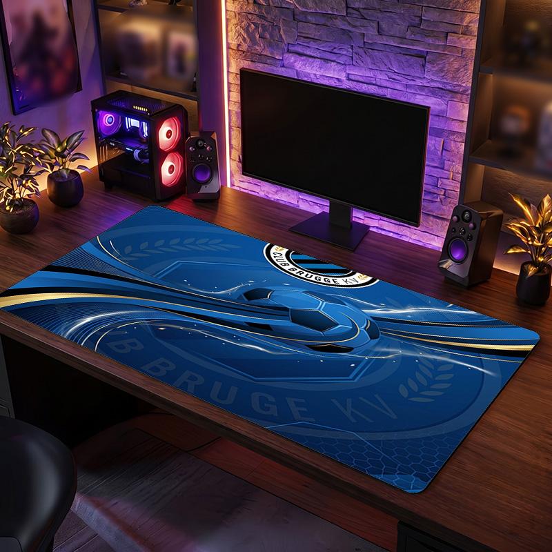 Club Brugge FC Theme Pattern Mouse Pad, Soccer Logo Design XXL Gaming Desk Mat Non-Slip Computer Mouse Pad