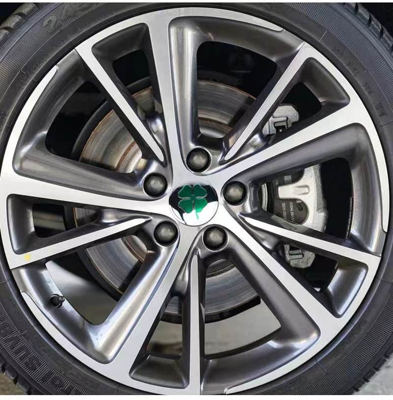 DJHQL1 4PCS 60MM Four-leaf Clover Emblem Car Wheel Center Hub Cap Rims Cover Hubcaps Sticker For BMW HONDA FORD TESLA SUBARU