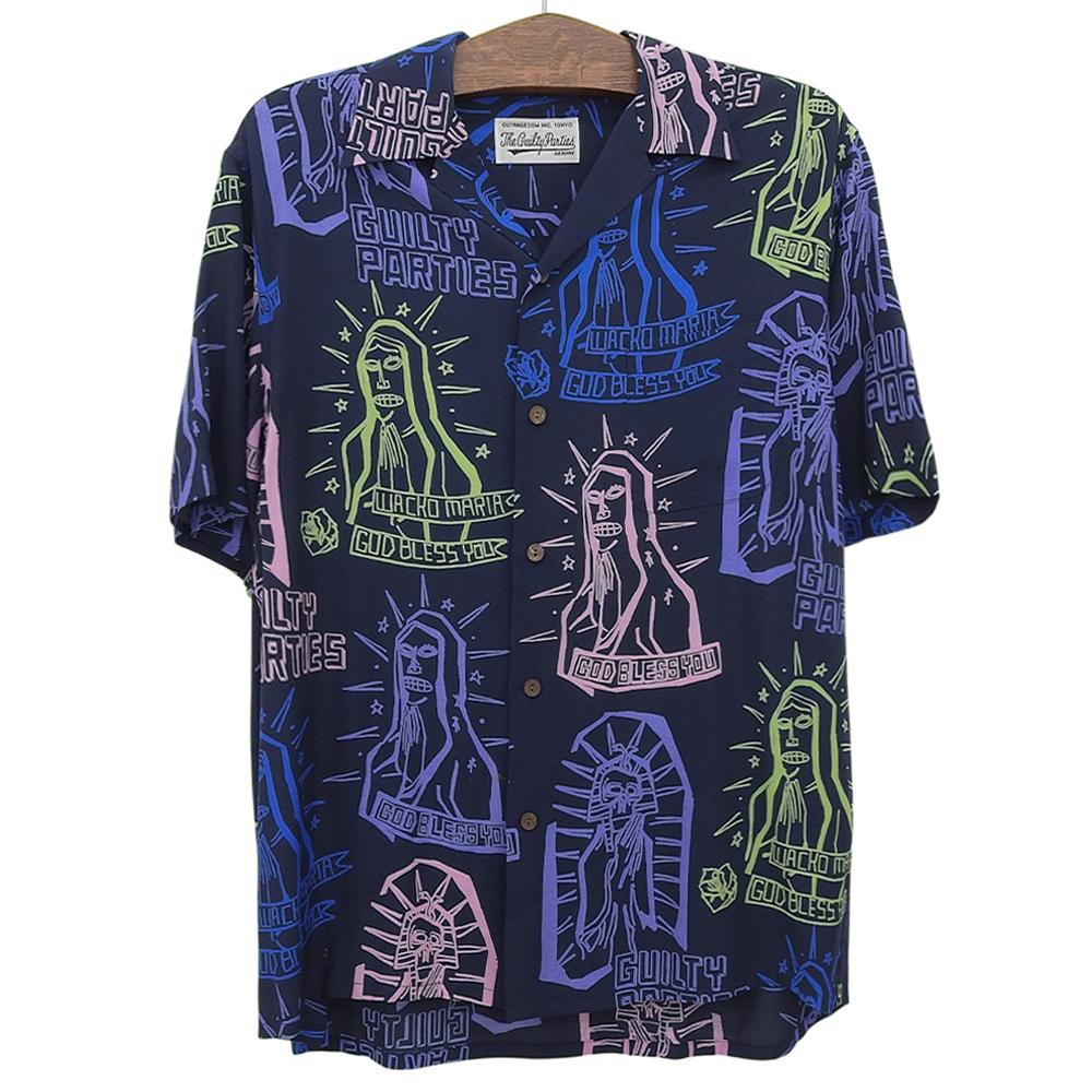 WACKO MARIA Men's Navy Rayon Paint Short-sleeved Open-collar Shirt, Size M Tops M NavyUsed