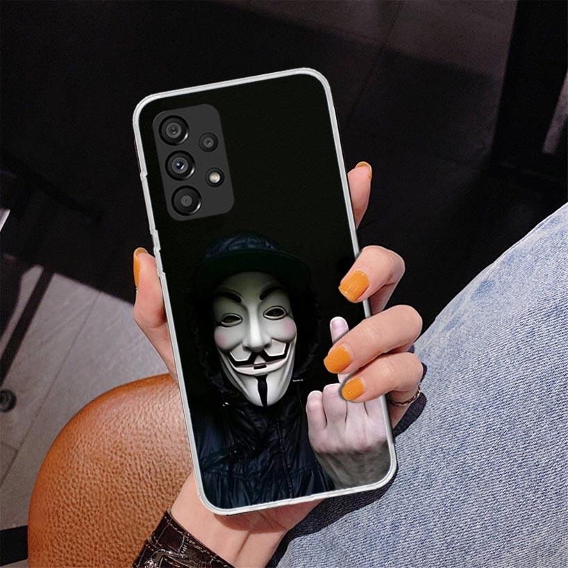 Anonymous V Mask Phone Case For Samsung Galaxy A17 A16 A15 A14 A13 A57 A56 A55 A54 A53 A37 A36 A35 A34 A33 A26 A25 A24 A23 Galax