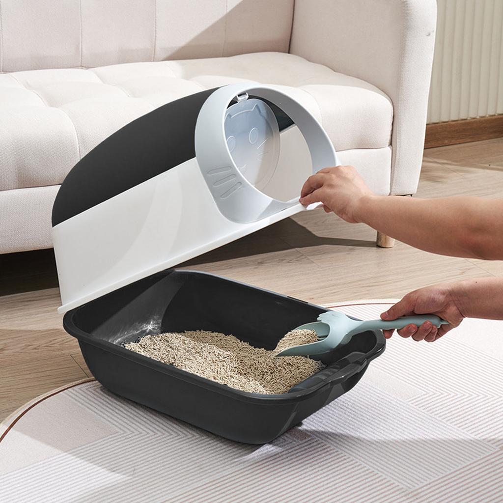 Enclosed Plastic Litter Box Extra Large Odor Resistant Easy Cleaning Covered Kitty Litter Box with Scoop for Indoor Cats