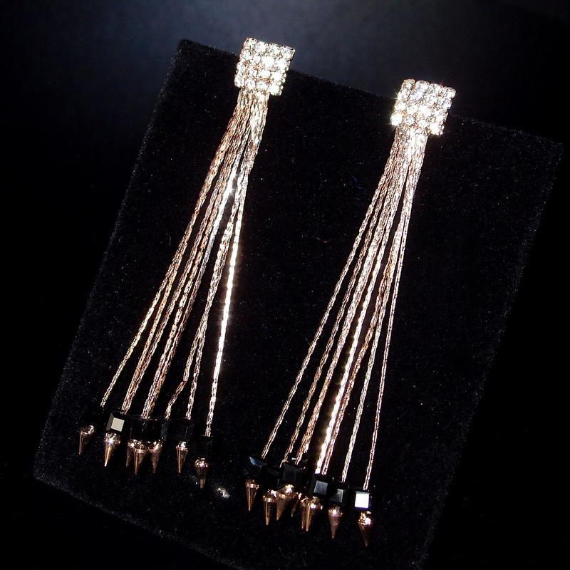 Star Shine Luxury Crystal Earrings Fashion Gala High-end Diamond Earrings Tassel Temperament Earrings