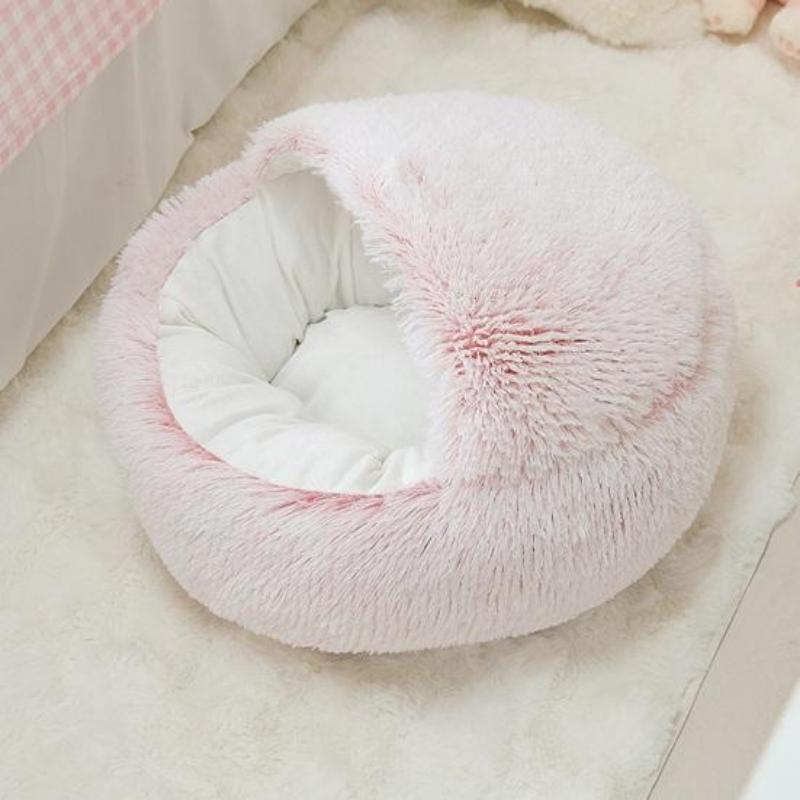 Pet Supplies Semi-enclosed Warm Plush Shell Nest Winter Semi-enclosed Dog Nest Cat Nest Mat Removable and Washable Round Nest Pet Bed