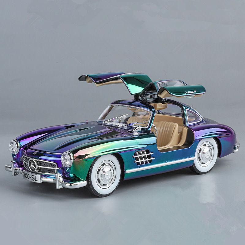 1/24 Benzs 300SL Alloy Car Model Diecasts Metal Classic Electroplating Vehicles Car Model Simulation Sound and Light Kids Gifts