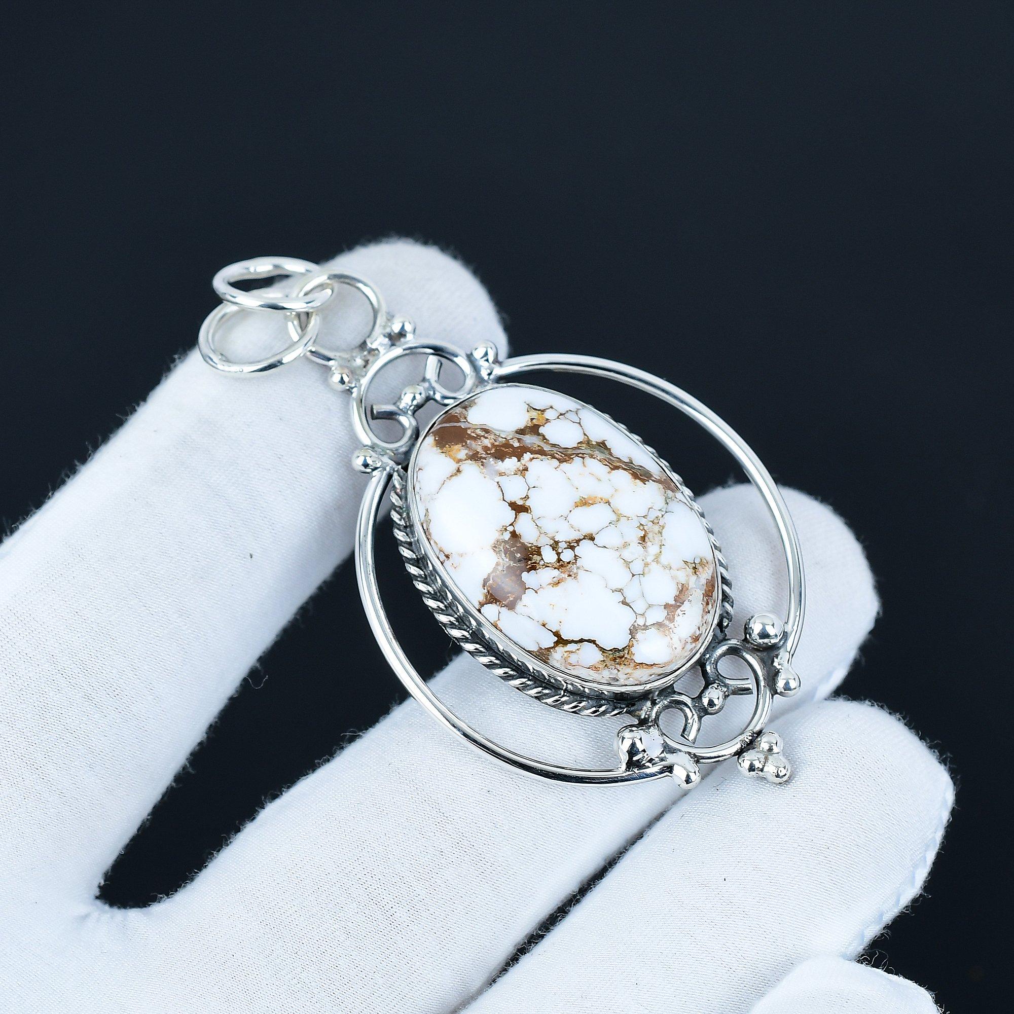 

Wild Horse Jasper Pendant Gemstone Pendant 925 Sterling Silver Pendant Elegant Jewelry Handmade Pendant Birthday Gift For Her Silver Jewelry 6.5 Cm белый