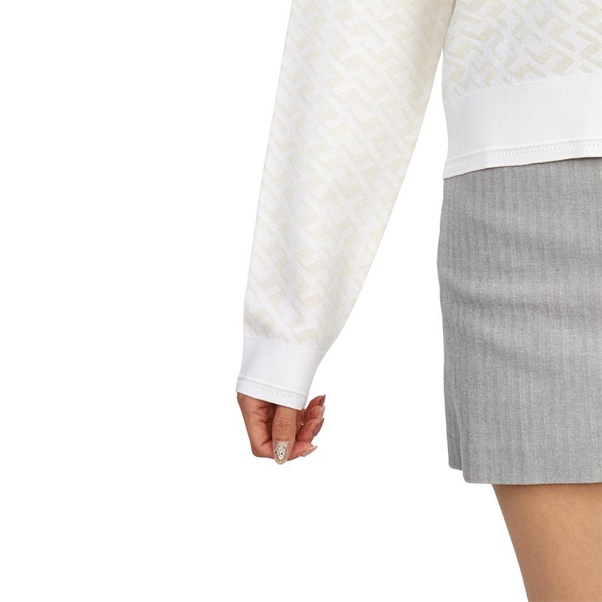 J.LINDEBERG Logo Print Single-Breasted V-Neck Long Sleeve Knit Sweater Women Sweater White GWKW08445-0000