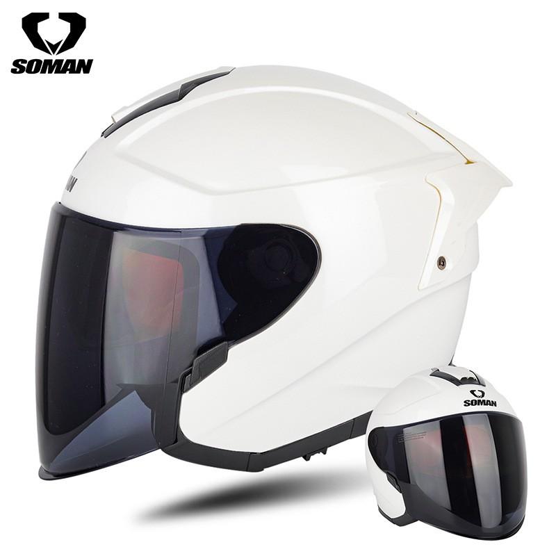 SOMAN SM523 Flip-Up Motorcycle Helmet Men Women Dual Lens Half All Season ABS Safety Certified