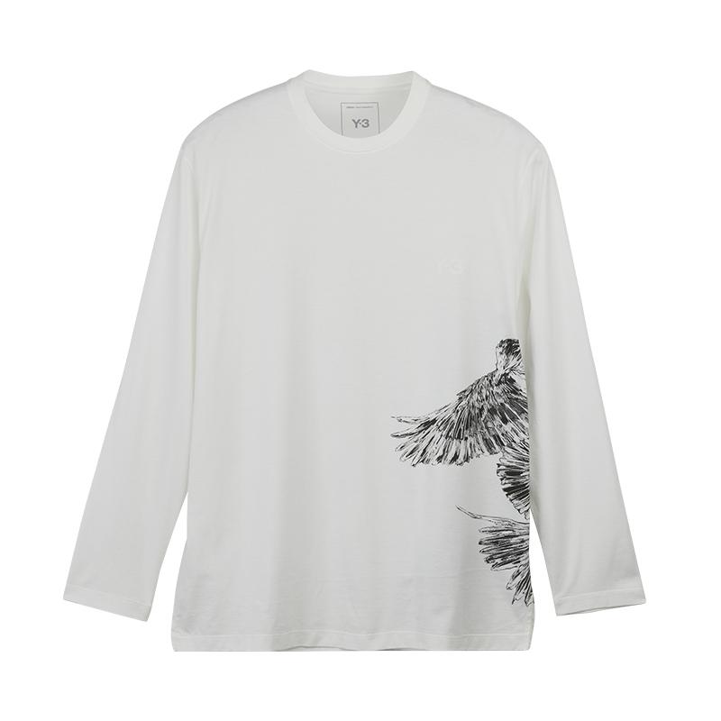 Y-3 Graphic Long-Sleeve Tee White Men Tops IX0404