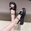 Fashion Women's Casual Temperament Sandals 2024 Summer New Style Fashion Thick Sole Roman Beach Soft Bottom Anti-Slip Single Shoes