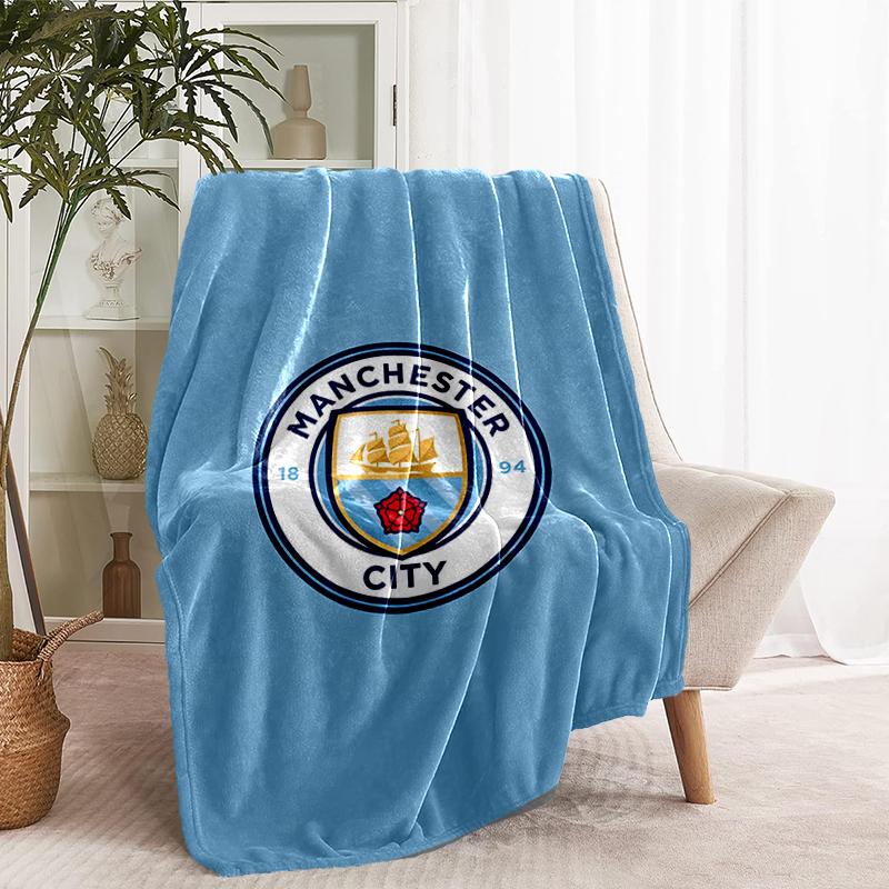 Manchester City FC Print Blanket - Soft & Comfortable, for Bedroom, Travel, Sofa, Home Decoration - Birthday Christmas Gift for Friend
