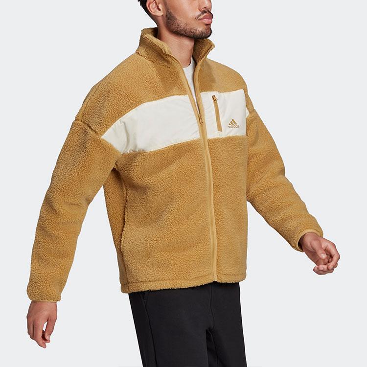 Adidas Logo Lässige Gespleißte Stehkragen Sportjacke Unisex Jacken Gelb HI1185