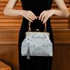 Johnature Elegant Women Cheongsam Banquet Bag Brocade Bamboo Handle Handbag Versatile Tassel Lady Shoulder Bags