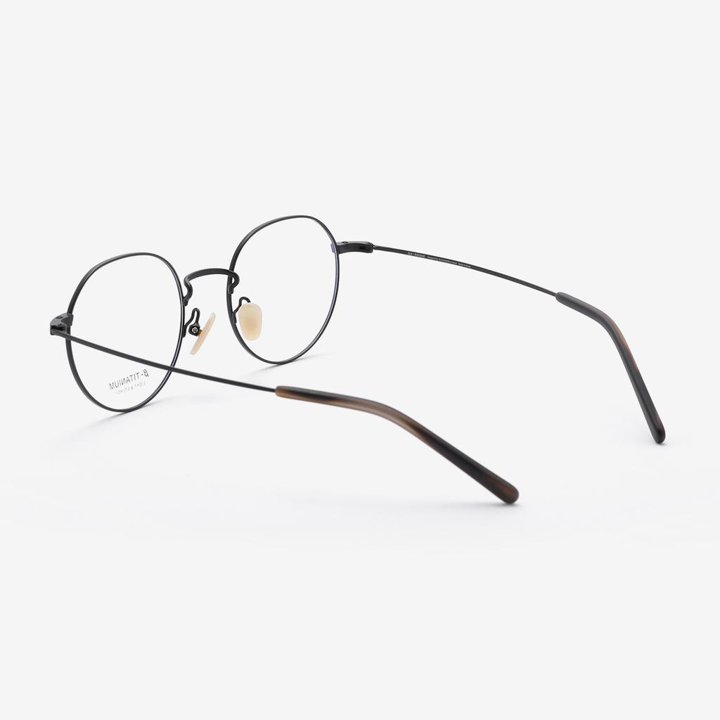 Alloaiweeo [Aloxrounz] Ara8109 C1 Minimal Titanium Classic Matte Black Metal Round Glasses