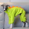 Zimní psí pyžamo Kombinéza Kostkovaný kabát, Teplá čtyřnohá mikina pro chrtí plemena Whippet Velká plemena, Roztomilý outfit s designem dinosaura