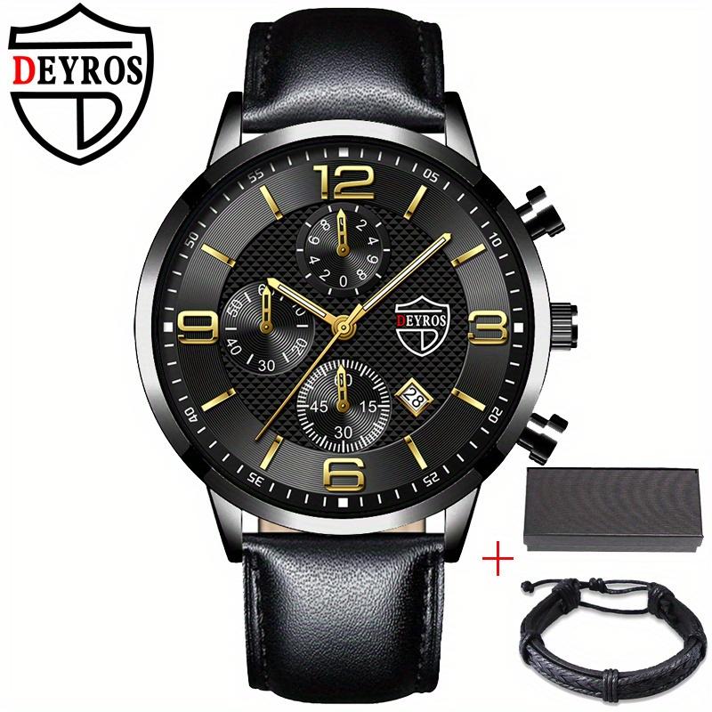 

Мужские модные спортивные часы, роскошные классические деловые наручные часы из нержавеющей стали для парней, мужские повседневные кожаные часы